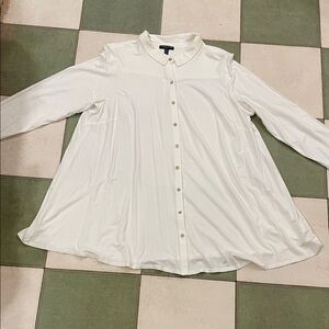 Eileen Fisher-White Button-Down Swing Shirt